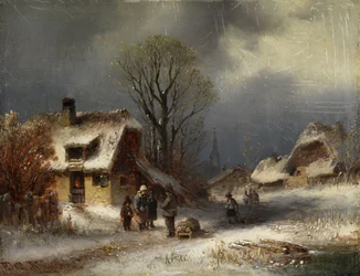 Winter Village Scene